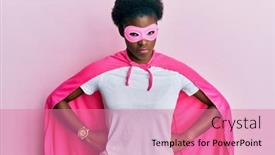  Presentation with hero mask - Slide set with young-african-american-girl-wearing background and a coral colored foreground