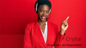  Presentation with call center - Amazing presentation design having young-african-american-girl-wearing backdrop and a red colored foreground