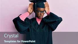  Presentation with ceremony - Audience pleasing PPT theme consisting of young-african-american-girl-wearing backdrop and a navy blue colored foreground