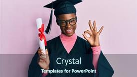  Presentation with ceremony - Colorful PPT theme enhanced with young-african-american-girl-wearing backdrop and a navy blue colored foreground