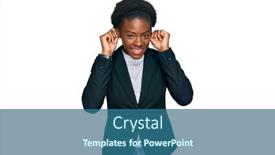  Presentation with ears - Beautiful presentation theme featuring young-african-american-girl-wearing backdrop and a ocean colored foreground