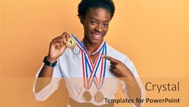  Presentation with black girl - PPT theme having young-african-american-girl-wearing background and a yellow colored foreground