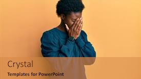  Presentation with sad girl - Cool new presentation design with young-african-american-girl-wearing backdrop and a gold colored foreground