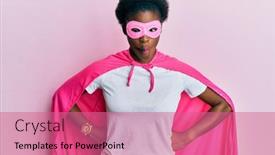  Presentation with hero mask - PPT theme consisting of young-african-american-girl-wearing background and a coral colored foreground