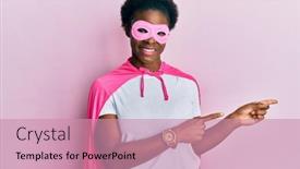  Presentation with superhero - Colorful presentation theme enhanced with young-african-american-girl-wearing backdrop and a coral colored foreground