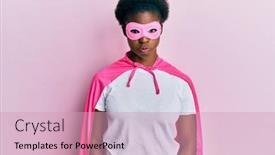  Presentation with face mask - Slide set having young-african-american-girl-wearing background and a soft green colored foreground