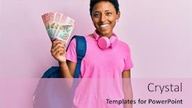  Presentation with happy young student girl holding - Presentation design with young-african-american-girl-wearing background and a lemonade colored foreground