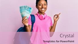  Presentation with happy young student girl holding - PPT theme featuring young-african-american-girl-wearing background and a lemonade colored foreground