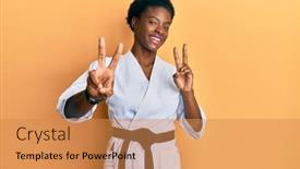  Presentation with kimono - Audience pleasing slides consisting of young-african-american-girl-wearing backdrop and a gold colored foreground