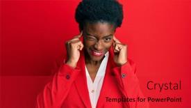 Presentation with music business - PPT theme featuring young-african-american-girl-wearing background and a red colored foreground