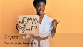  Presentation with girl power - PPT layouts with young-african-american-girl-wearing background and a coral colored foreground