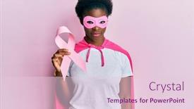  Presentation with pink ribbon - PPT theme consisting of young-african-american-girl-wearing background and a lemonade colored foreground