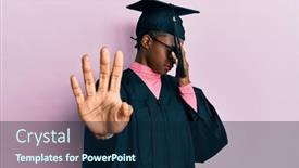  Presentation with ceremony - Colorful slide set enhanced with young-african-american-girl-wearing backdrop and a navy blue colored foreground
