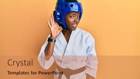  Presentation with taekwondo - Beautiful presentation featuring young-african-american-girl-wearing backdrop and a coral colored foreground