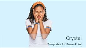  Presentation with sadness - Cool new PPT theme with young-african-american-girl-wearing backdrop and a sky blue colored foreground