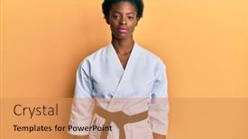  Presentation with kimono - Slide deck having young-african-american-girl-wearing background and a coral colored foreground