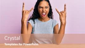  Presentation with rock star - PPT theme enhanced with young-african-american-girl-wearing background and a coral colored foreground