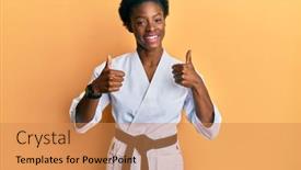  Presentation with kimono - Slide deck having young-african-american-girl-wearing background and a coral colored foreground
