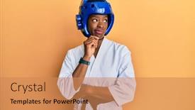  Presentation with taekwondo - Theme having young-african-american-girl-wearing background and a coral colored foreground