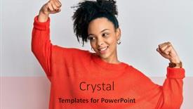  Presentation with african american girl power business - Colorful presentation theme enhanced with young-african-american-girl-wearing backdrop and a red colored foreground