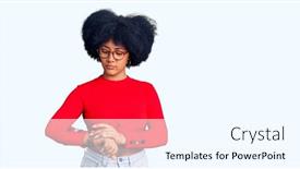  Presentation with african american girl power business - Slides featuring young-african-american-girl-wearing background and a cool aqua colored foreground