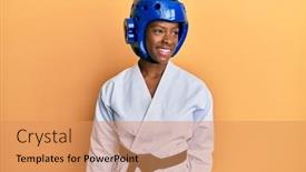 Presentation with taekwondo - Slide deck with young-african-american-girl-wearing background and a coral colored foreground