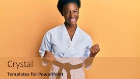  Presentation with kimono - Amazing PPT theme having young-african-american-girl-wearing backdrop and a gold colored foreground