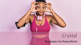  Presentation with american - Presentation theme with young-african-american-girl-wearing background and a coral colored foreground