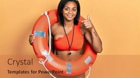  Presentation with lifeguard - PPT layouts enhanced with young-african-american-girl-wearing background and a red colored foreground