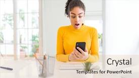  Presentation with african american girl power business - Colorful presentation theme enhanced with young african american girl working backdrop and a  colored foreground