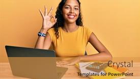  Presentation with american - Audience pleasing PPT layouts consisting of young-african-american-girl-working backdrop and a gold colored foreground