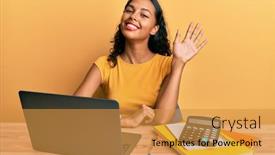  Presentation with working - Beautiful theme featuring young-african-american-girl-working backdrop and a gold colored foreground