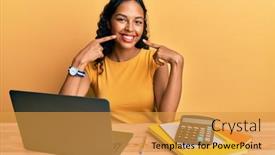  Presentation with african american dental - Amazing presentation theme having young-african-american-girl-working backdrop and a gold colored foreground