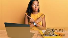  Presentation with direction - Cool new slide deck with young-african-american-girl-working backdrop and a gold colored foreground