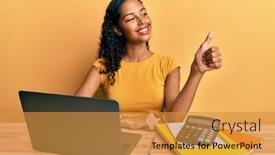  Presentation with proud american - Slide set with young-african-american-girl-working background and a gold colored foreground