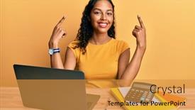  Presentation with great idea - Slide deck consisting of young-african-american-girl-working background and a gold colored foreground