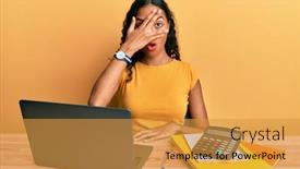  Presentation with working - Slide deck featuring young-african-american-girl-working background and a gold colored foreground