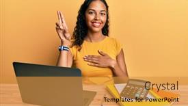  Presentation with working - PPT layouts featuring young-african-american-girl-working background and a gold colored foreground