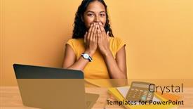  Presentation with working - Audience pleasing slide set consisting of young-african-american-girl-working backdrop and a gold colored foreground