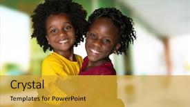  Presentation with african american girls - Presentation design having young african american girls who background and a gold colored foreground