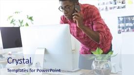  Presentation with graphic - Audience pleasing slide set consisting of young african-american graphic backdrop and a sky blue colored foreground