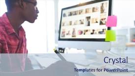  Presentation with graphic - Audience pleasing PPT theme consisting of young african-american graphic backdrop and a light blue colored foreground