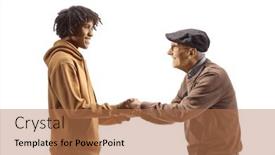  Presentation with holding hands - Presentation theme with young-african-american-guy-holding and a coral colored foreground