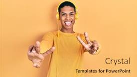  Presentation with african music - Presentation consisting of young-african-american-guy-listening background and a yellow colored foreground