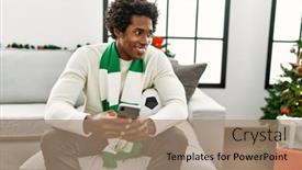  Presentation with hooligan - PPT theme featuring young-african-american-hooligan-man background and a coral colored foreground