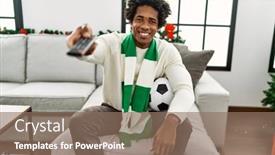  Presentation with hooligan - PPT layouts with young-african-american-hooligan-man background and a coral colored foreground