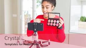  Presentation with influencer - Amazing presentation design having young african american influencer woman backdrop and a red colored foreground