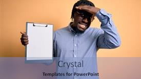  Presentation with inspector - Presentation theme enhanced with young-african-american-inspector-man background and a light blue colored foreground