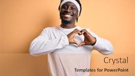  Presentation with american heart - Presentation theme featuring young-african-american-man-doing background and a coral colored foreground