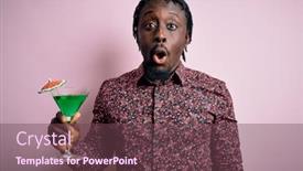  Presentation with pink green - PPT layouts enhanced with young-african-american-man-drinking background and a tawny brown colored foreground